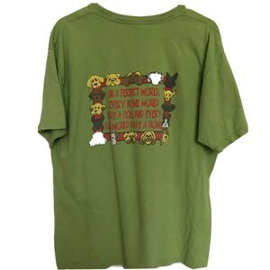 Gildan Men's Size Large Dogma Unleashed T-Shirt Short Sleeve Dog Puppy Green‎